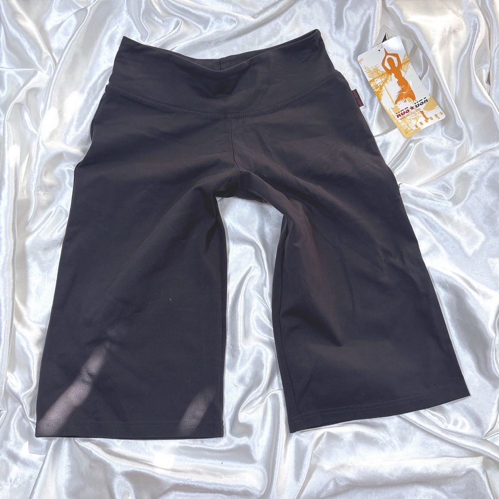 y2k Yoga Shorts Black New KOS USA Tactel Lycra Activewear Made in USA Small